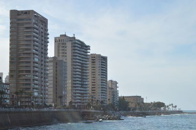 View of buildings in water