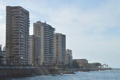 View of buildings in water
