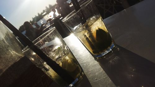 Close-up of beer on table