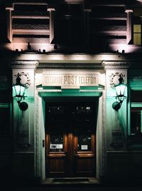 Illuminated entrance of building