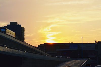 View of buildings at sunset