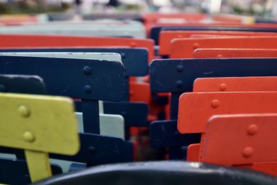 Close-up of empty seats