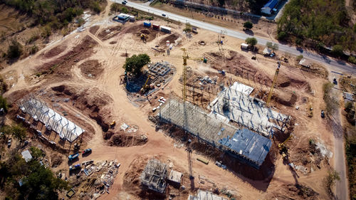 High angle view of construction site