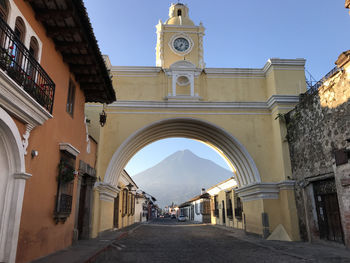  view of historical building and arch in  antigua guatemala 