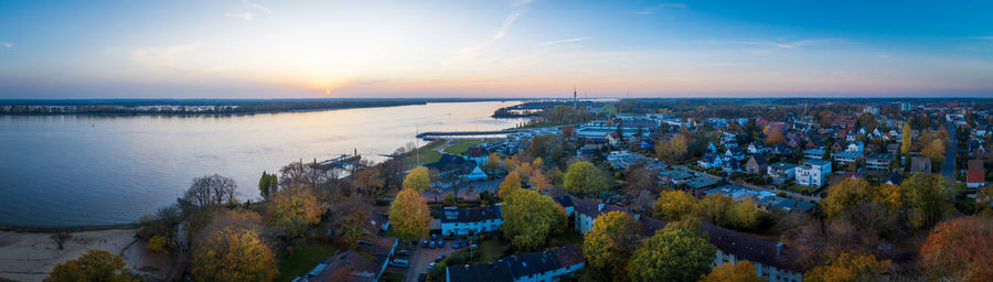 Aerial view of wedel near hamburg on an autumn day