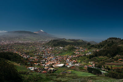 High angle view of townscape against sky