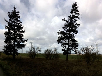Scenic view of grassy field against cloudy sky