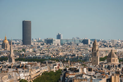 Cityscape against clear sky