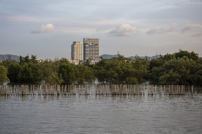 Scenic view of lake against sky