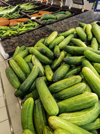 High angle view of vegetables for sale at market