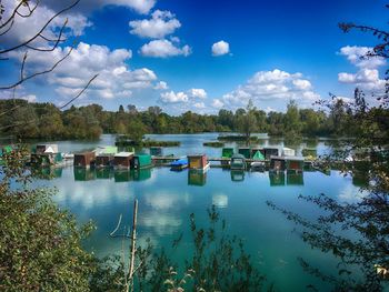 Scenic view of lake against sky