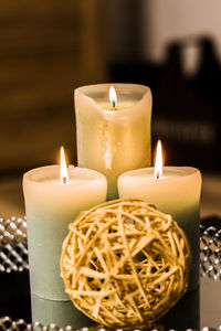 Close-up of illuminated candles