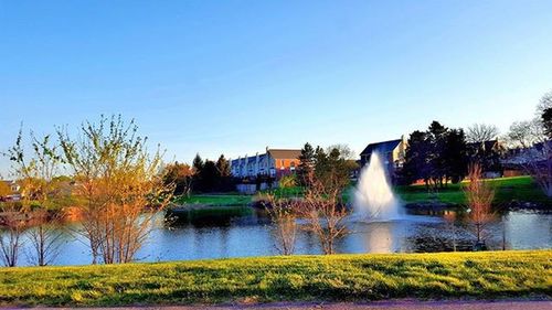 Fountain against clear sky