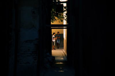 People standing in building