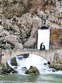 Scenic view of waterfall