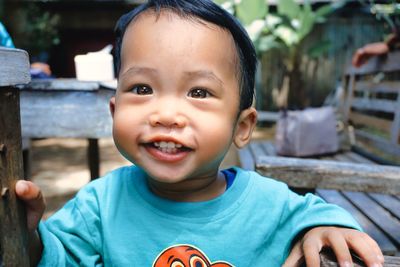 Close-up of a beautiful brown-eyed asian toddler