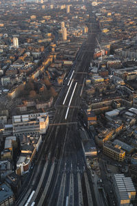 High angle shot of cityscape