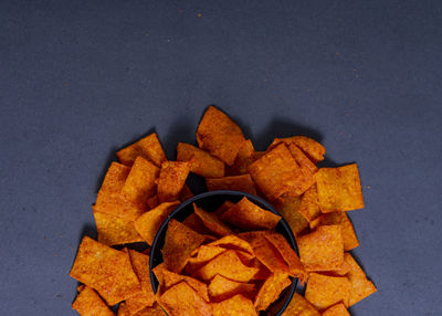 High angle view of orange on table