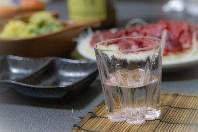 Close-up of drink in glass on table