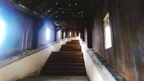 Narrow corridor along walls