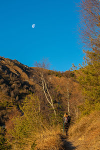 Man against blue sky