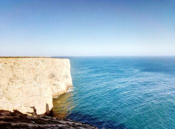 Scenic view of sea against clear sky