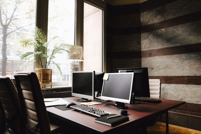 Computers on desks in law office