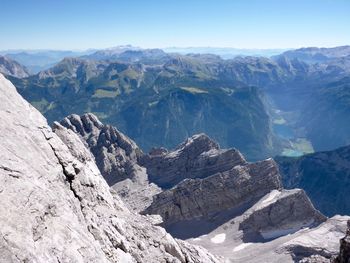 Scenic view of mountains against clear sky