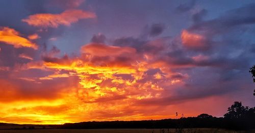 Low angle view of dramatic sky during sunset