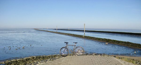 Scenic view of sea against clear sky