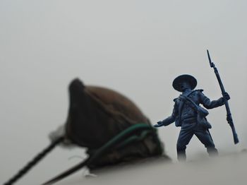 Close-up of toy soldier outdoors