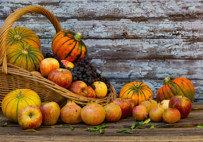 High angle view of pumpkins for sale in market