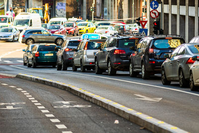 Traffic on road in city