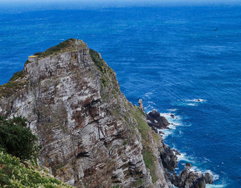 High angle view of rocks on beach