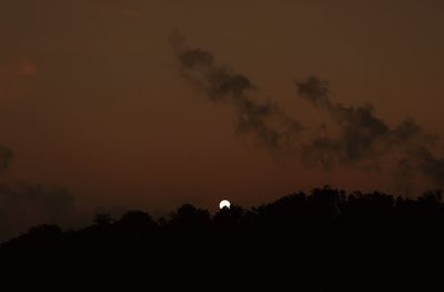 Low angle view of silhouette trees against sky at sunset