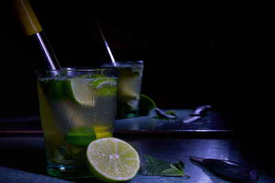 Close-up of drink in glass on table