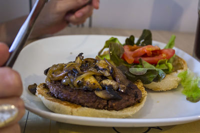 Hamburger on a plate