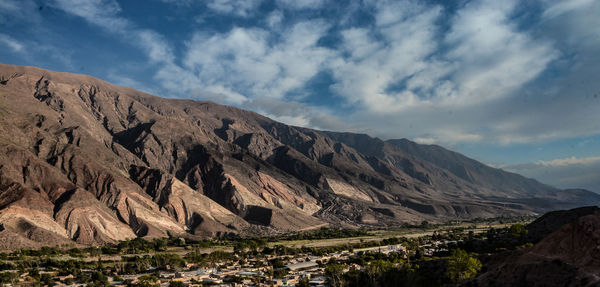 Panoramic view of landscape and mountains against sky