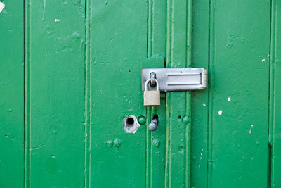 Full frame shot of closed green door