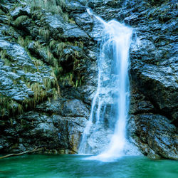 View of waterfall in forest