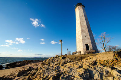 Low angle view of lighthouse against sky