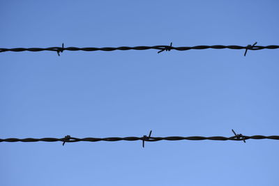 Barbed wire against clear sky