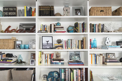 Books on shelf at home