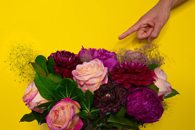 Close-up of hand holding bouquet