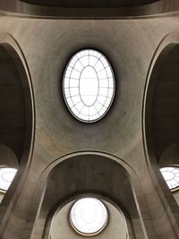 Low angle view of skylight in building