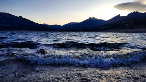 Scenic view of sea during sunset