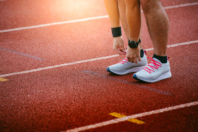 Low section of people running