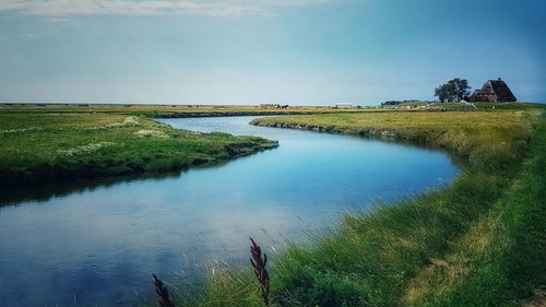Scenic view of lake against sky