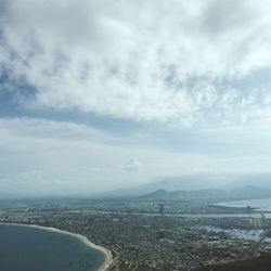 Scenic view of sea against cloudy sky