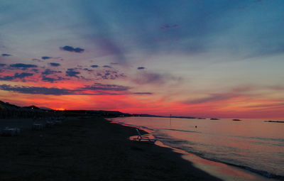 Scenic view of calm sea at sunset